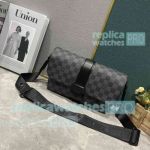 Copy L--V Black -Grey Plaid Pattern S-Cape Messenger Bag 